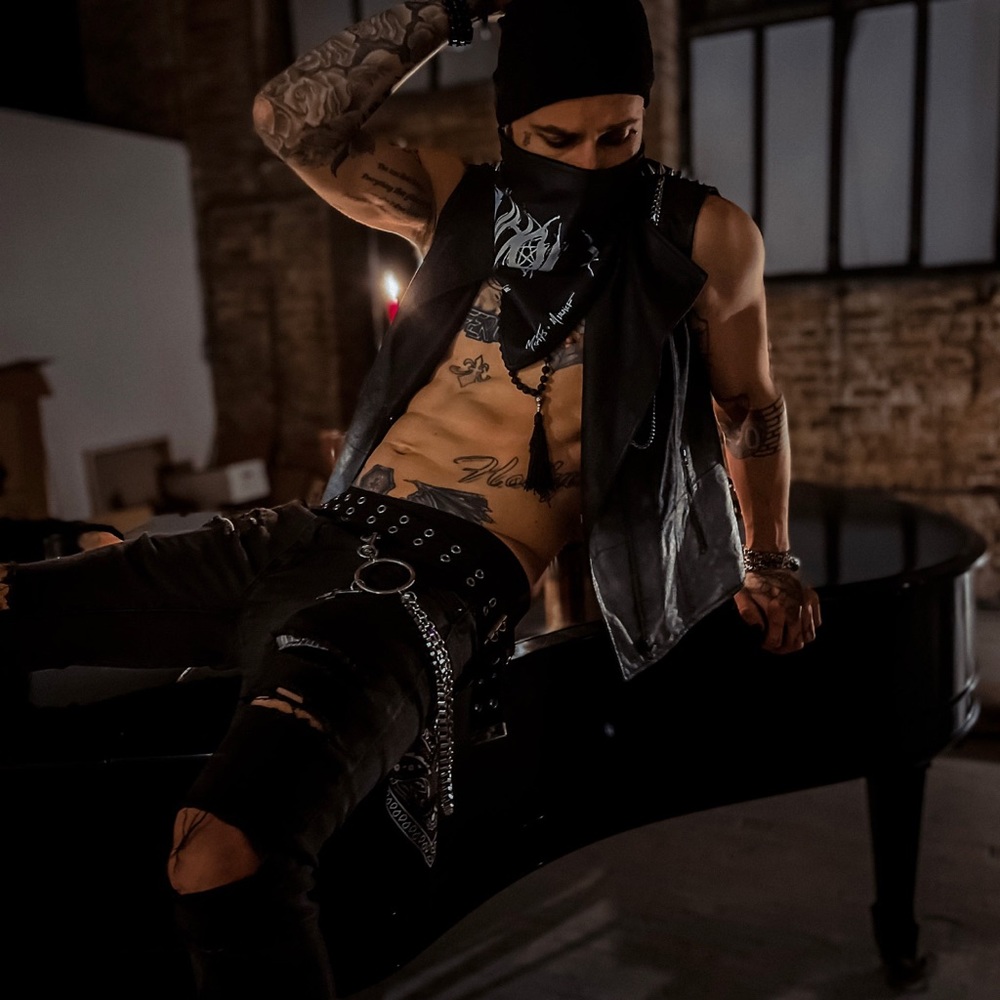 ‘Unholy’ Leather Bandana Fleece Lined Neck Warmer